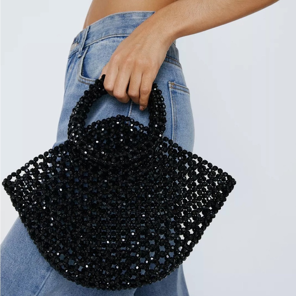Elegant Black Beaded Handbag